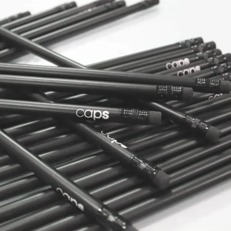 Czarne ołówki reklamowe z logo