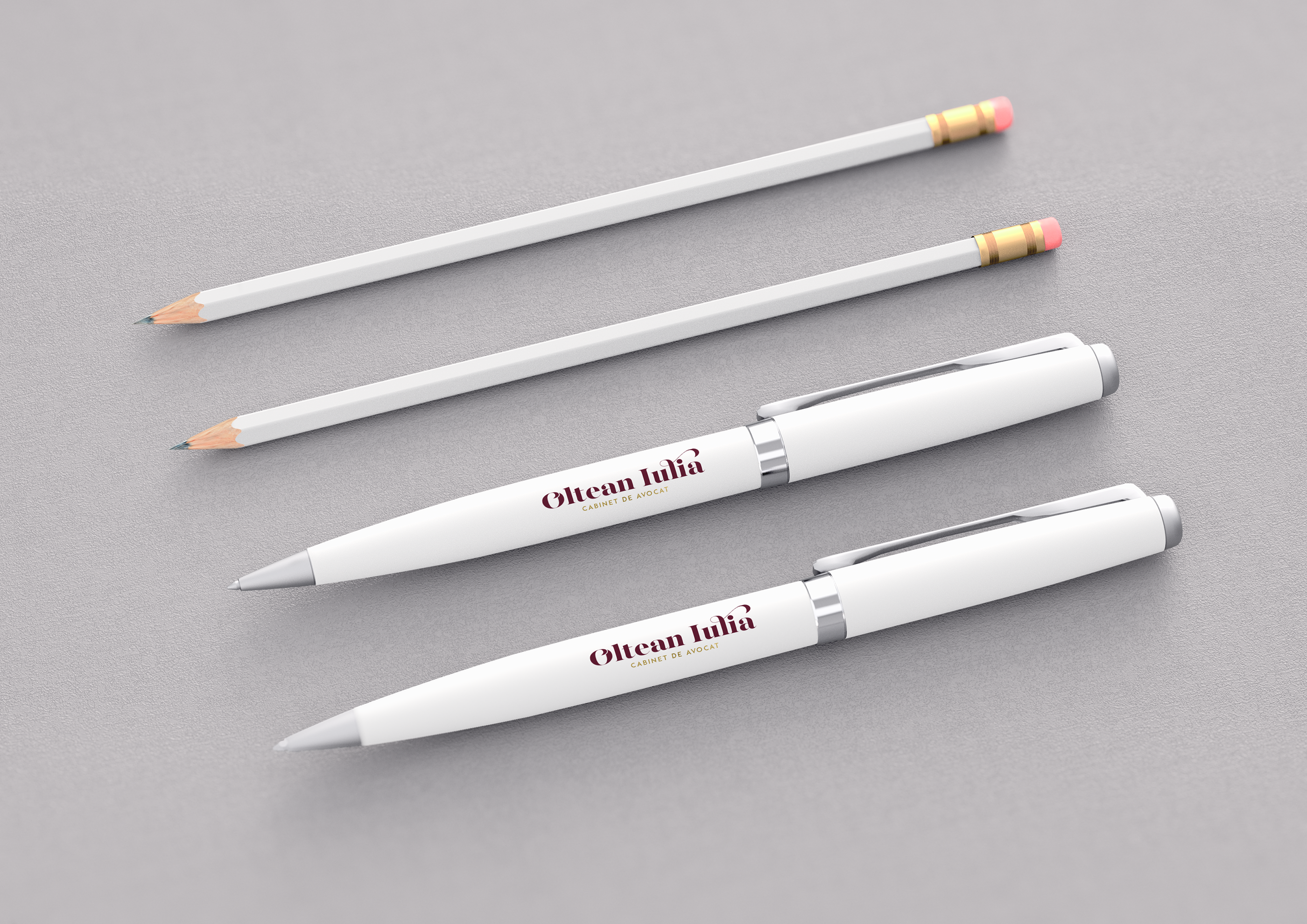 Białe długopisy i ołówki reklamowe z nadrukiem logo