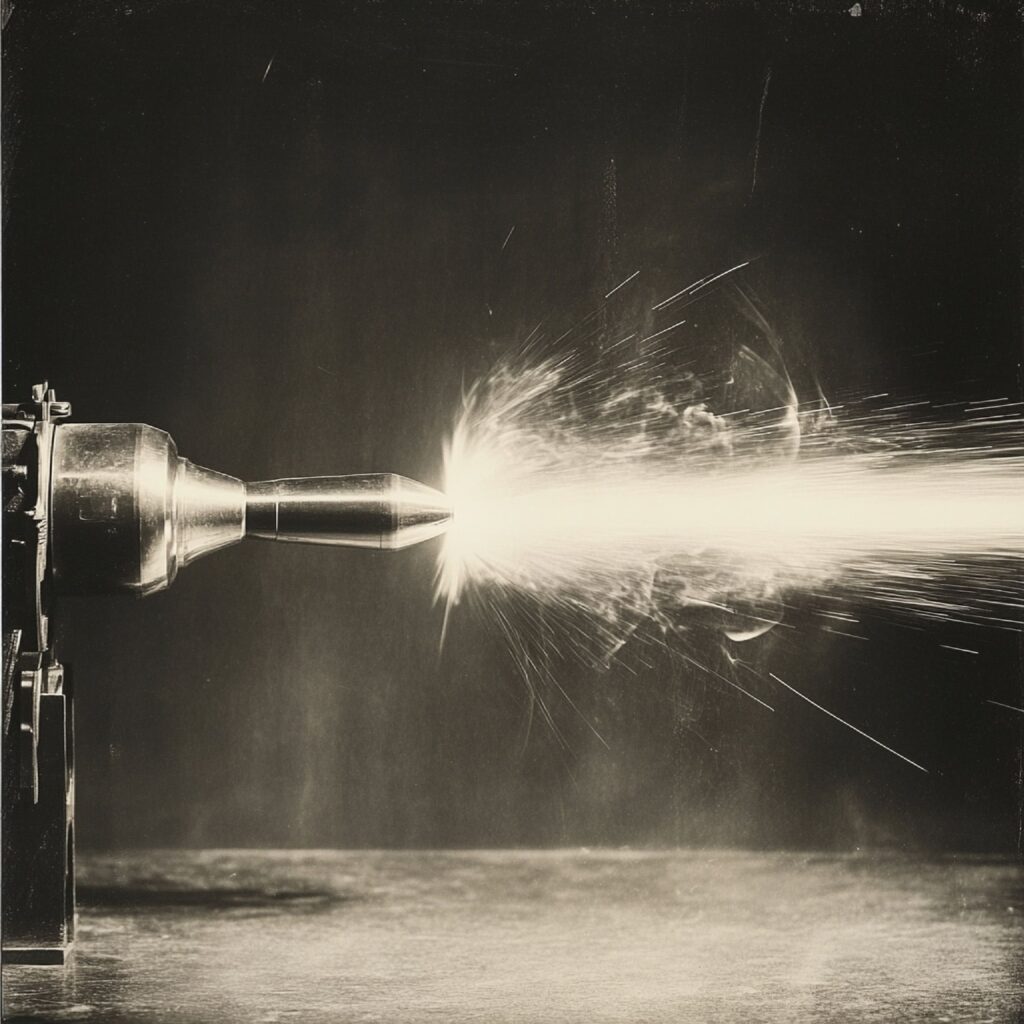 Symboliczna ilustracja mocy i precyzji w procesie spawania metali.