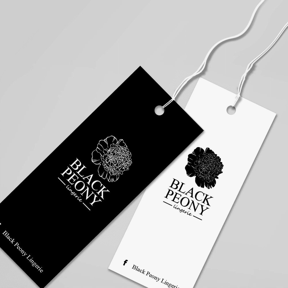 Zawieszki reklamowe czarno-białe z logo